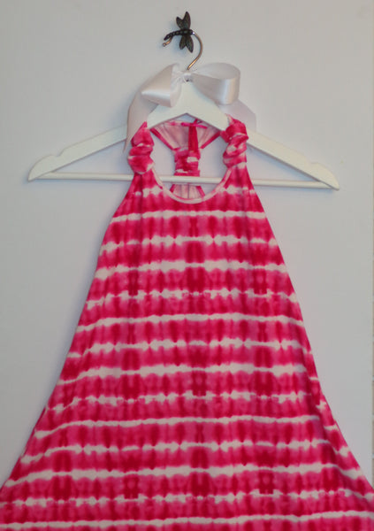Hot Pink & White Tie Dye Summer Dress Magical Dragonflies Hot Pink & White Tie Dye Summer Dress Magical Dragonflies
