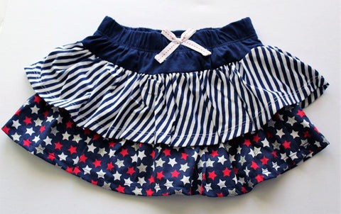 Girls American Mixed Print Tiered Skirt