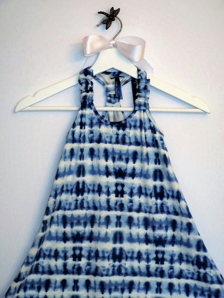 Blue & White Tie Dye Summer Dress