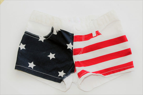 Girls American Flag Woven Shorts