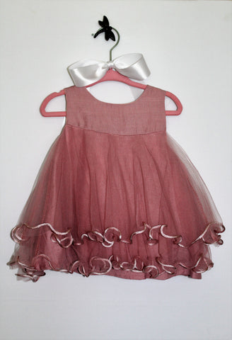 Linen/Tulle Sleeveless Rose Dress