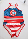Girls Marvel Captain American 3 Piece Swimsuit